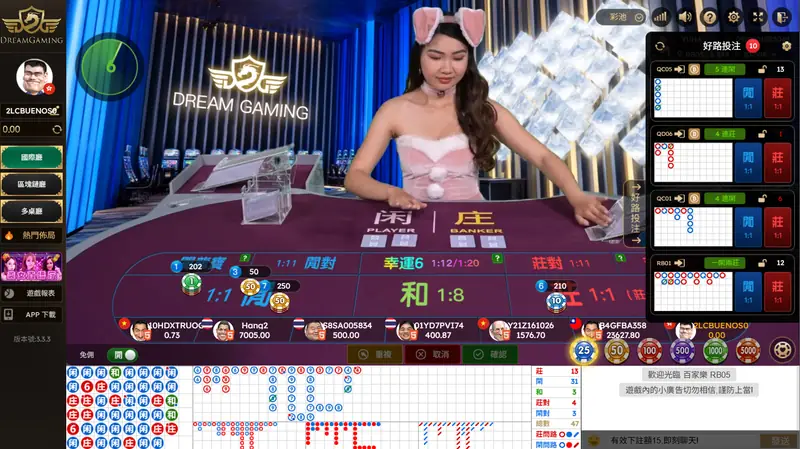 和信 HX96 真人百家樂遊戲桌面與投注介面